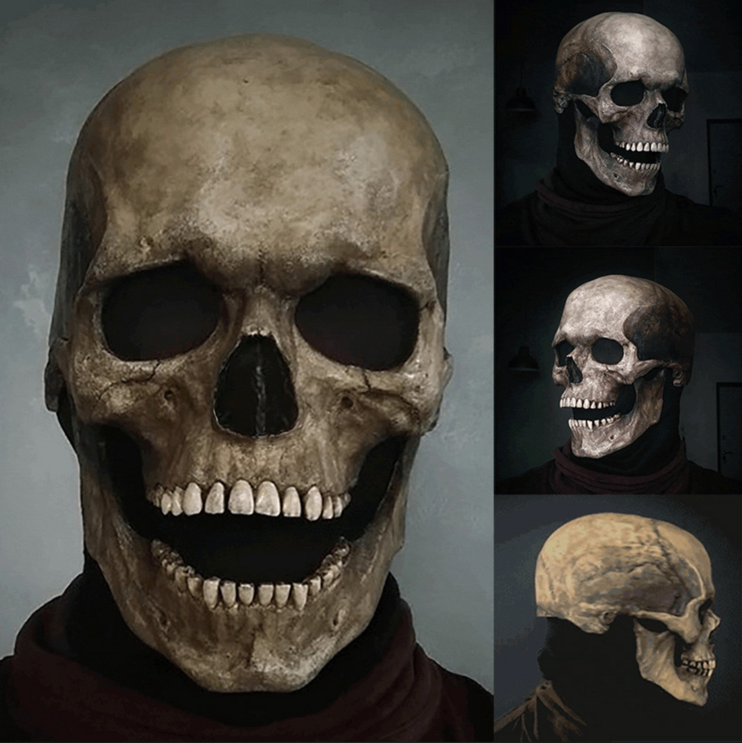 Human Skull Mask with Moving Jaw